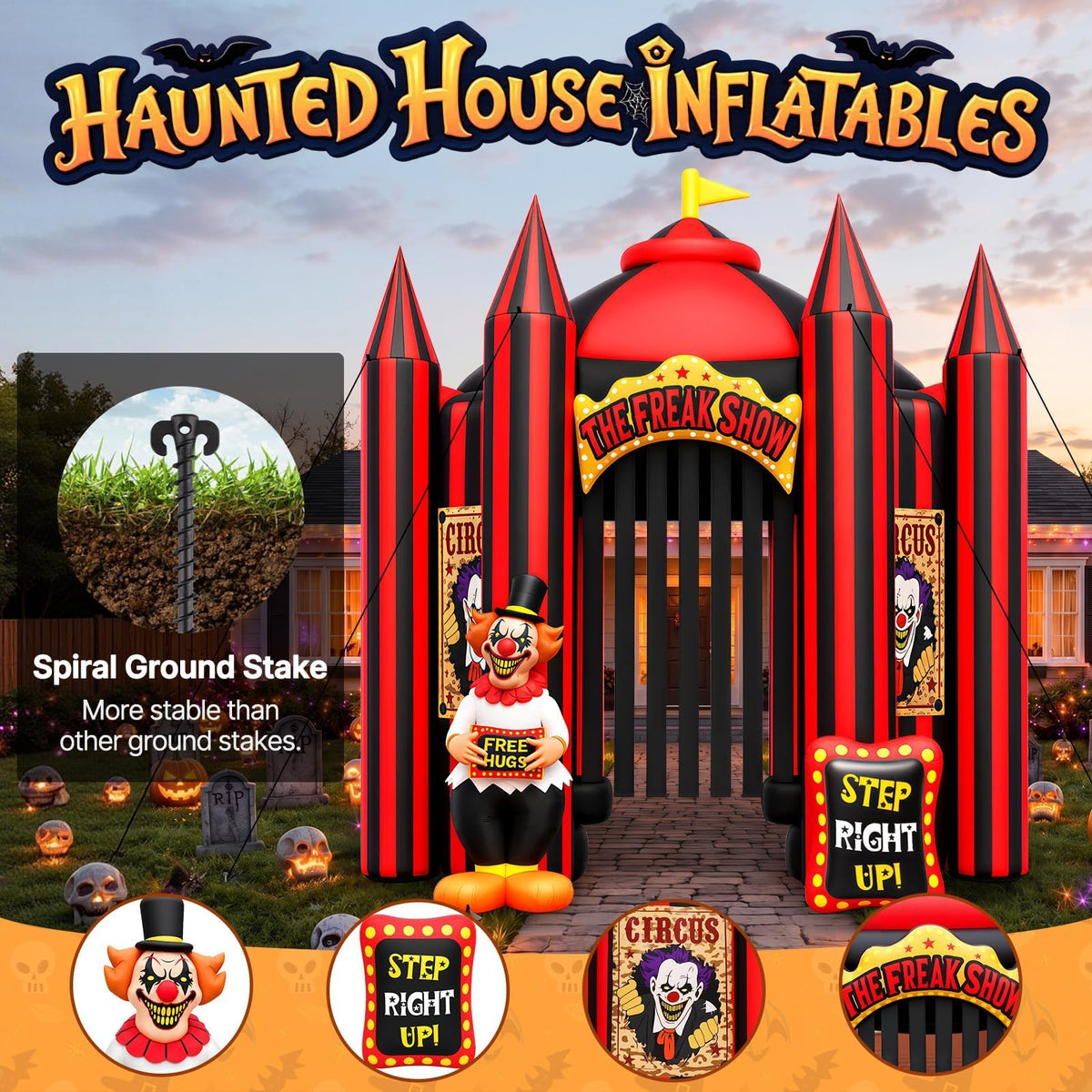 KALOLARY 12FT Clown Halloween Inflatable Archway - outdoor scene