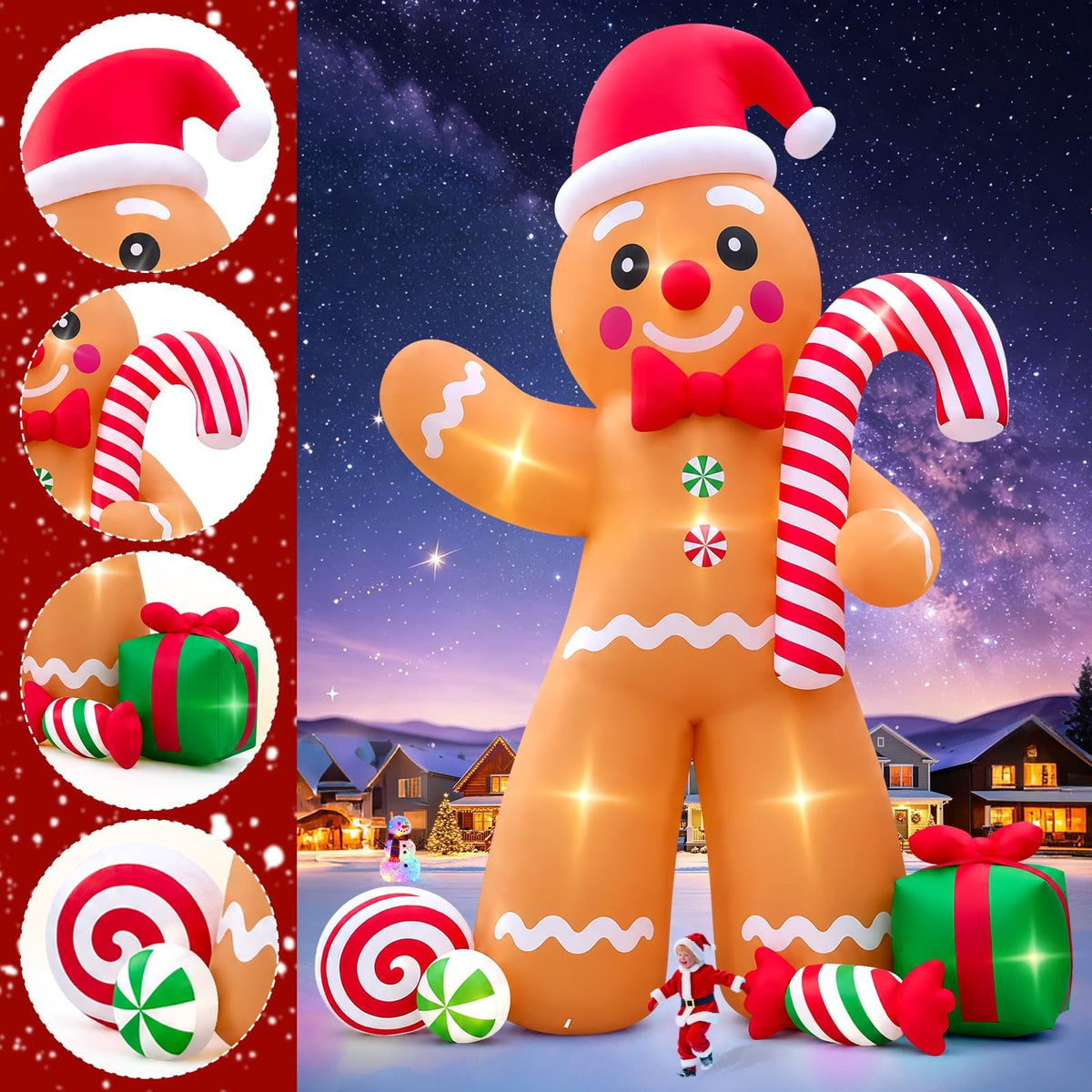 KALOLARY 20FT Gingerbread Man Christmas Yard Inflatable - size reference