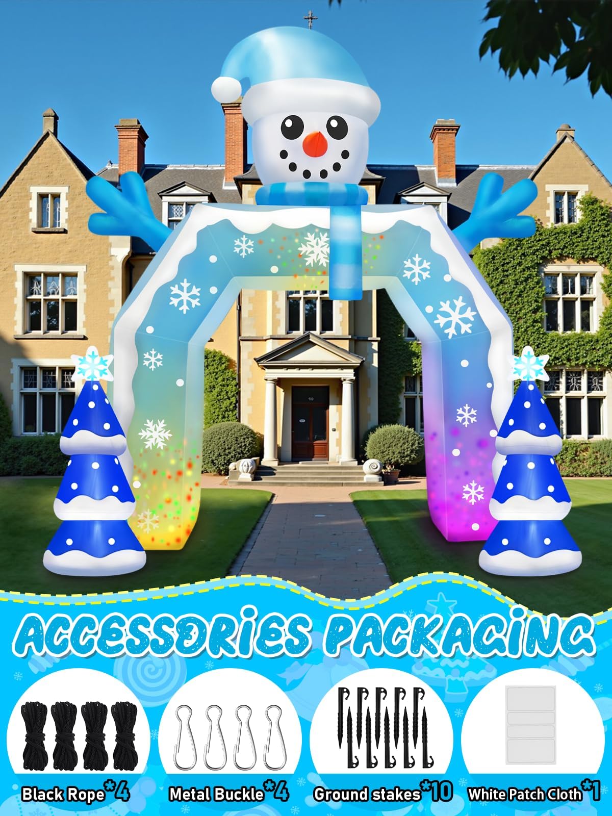 KALOLARY 12FT Snowman Christmas Inflatable Archway - detail view