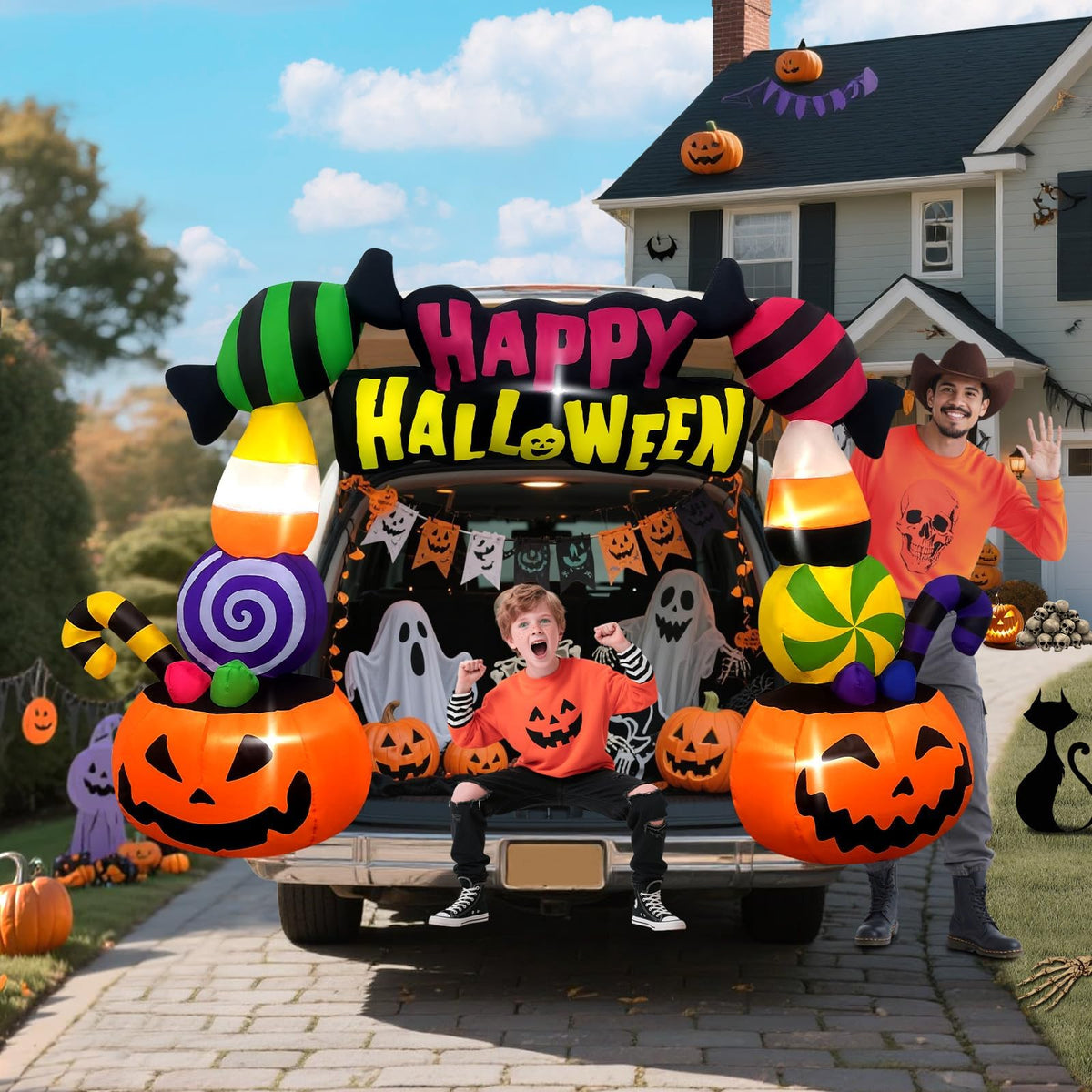 KALOLARY 6FT Candy Halloween Inflatable Archway - package contents