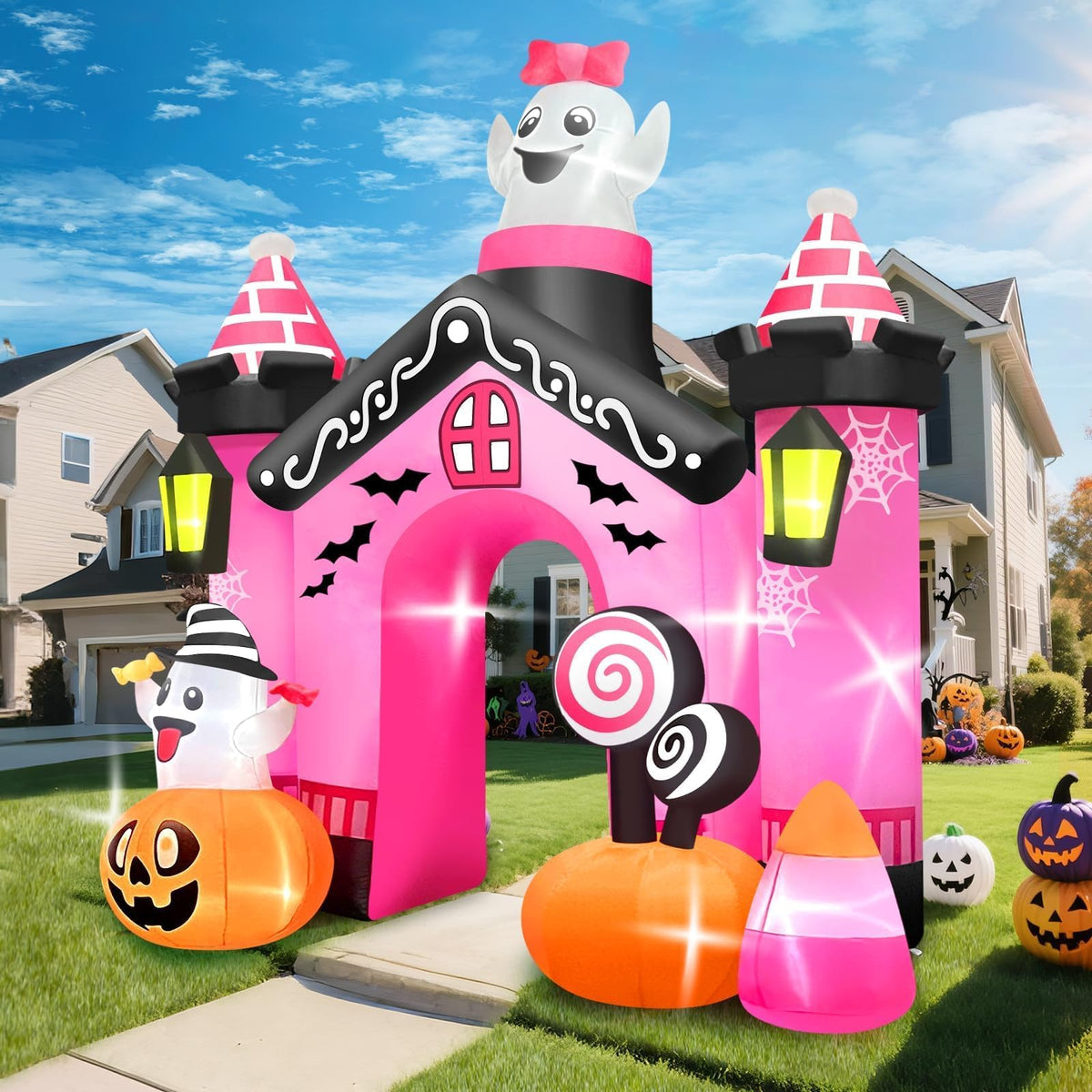 KALOLARY 11FT Ghost Halloween Inflatable Archway - package contents