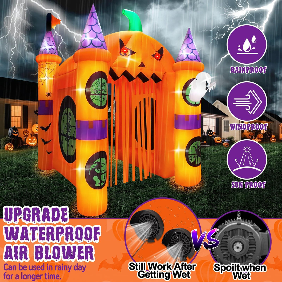KALOLARY 12FT Pumpkin Halloween Inflatable Archway - size reference
