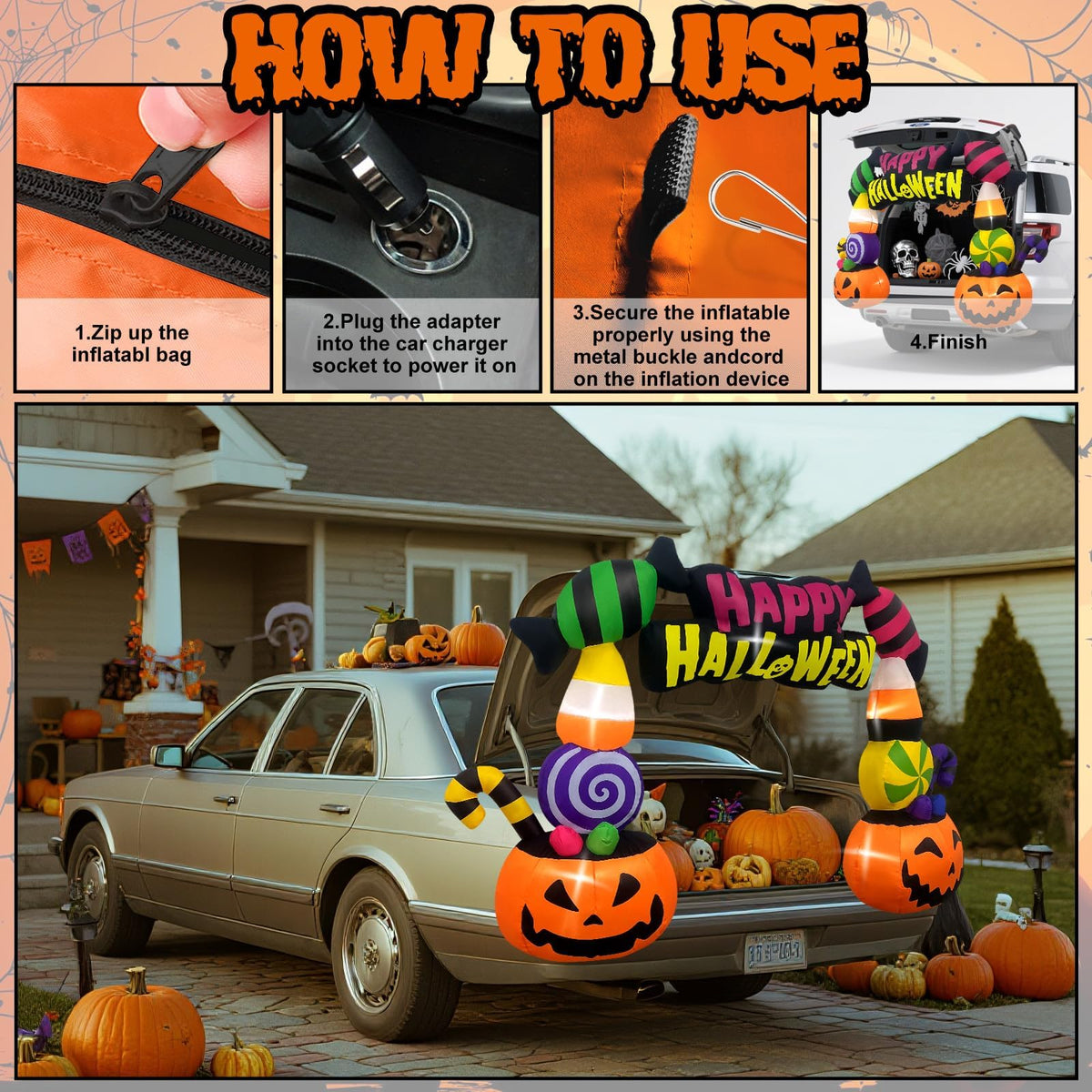 KALOLARY 6FT Candy Halloween Inflatable Archway - detail view