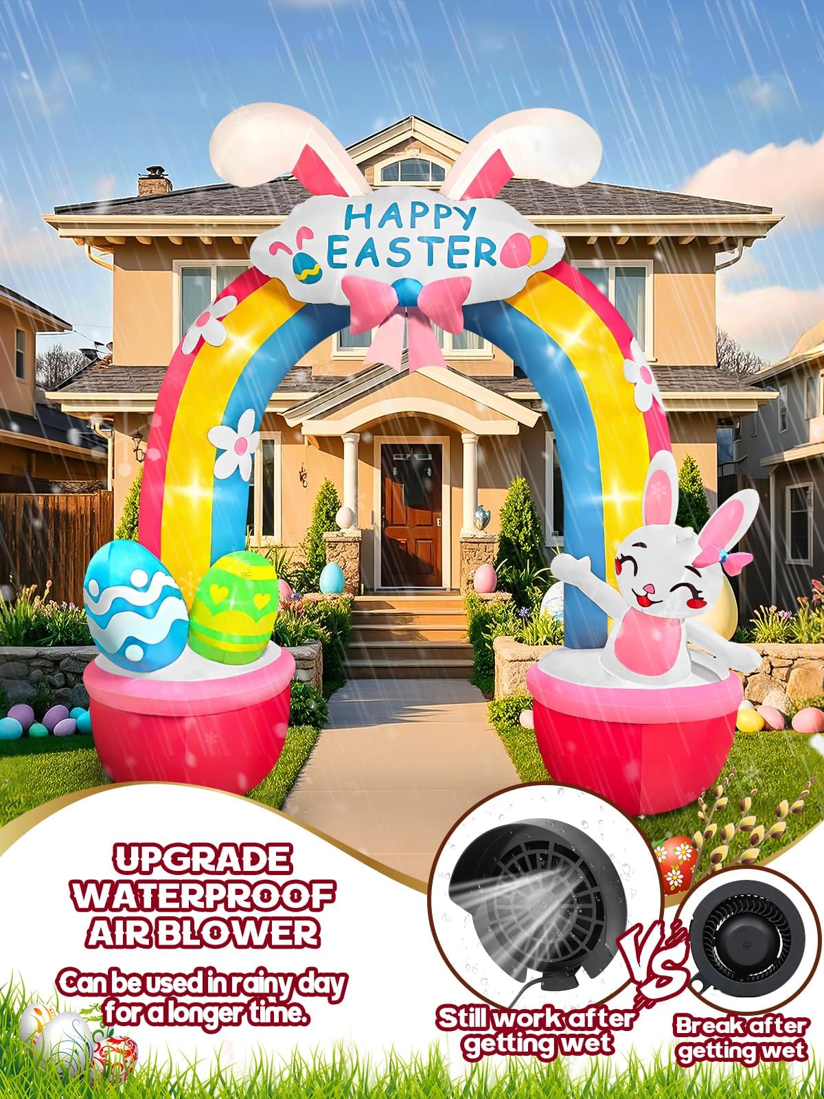 KALOLARY 12FT Easter Holidays Inflatable Archway - setup and accessories