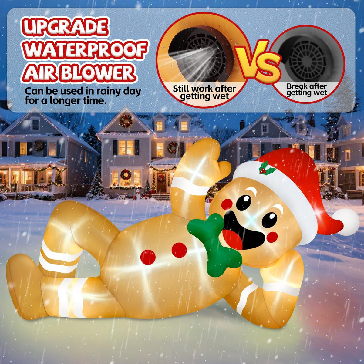 KALOLARY 10FT Gingerbread Man Christmas Yard Inflatable - outdoor scene