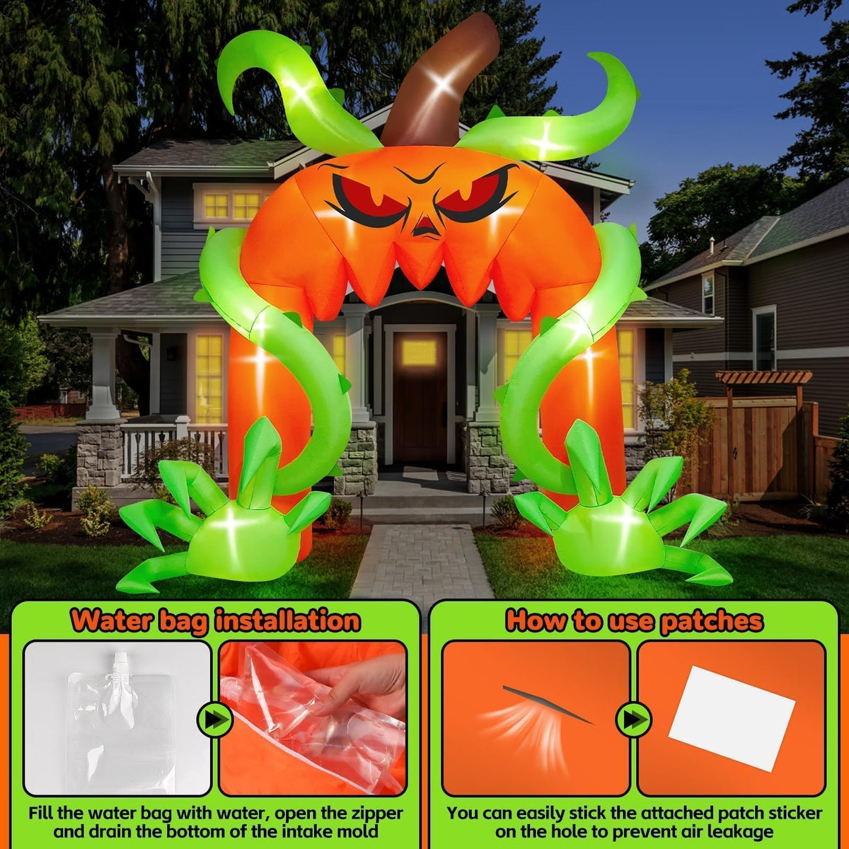 KALOLARY 12FT Pumpkin Halloween Inflatable Archway - outdoor scene