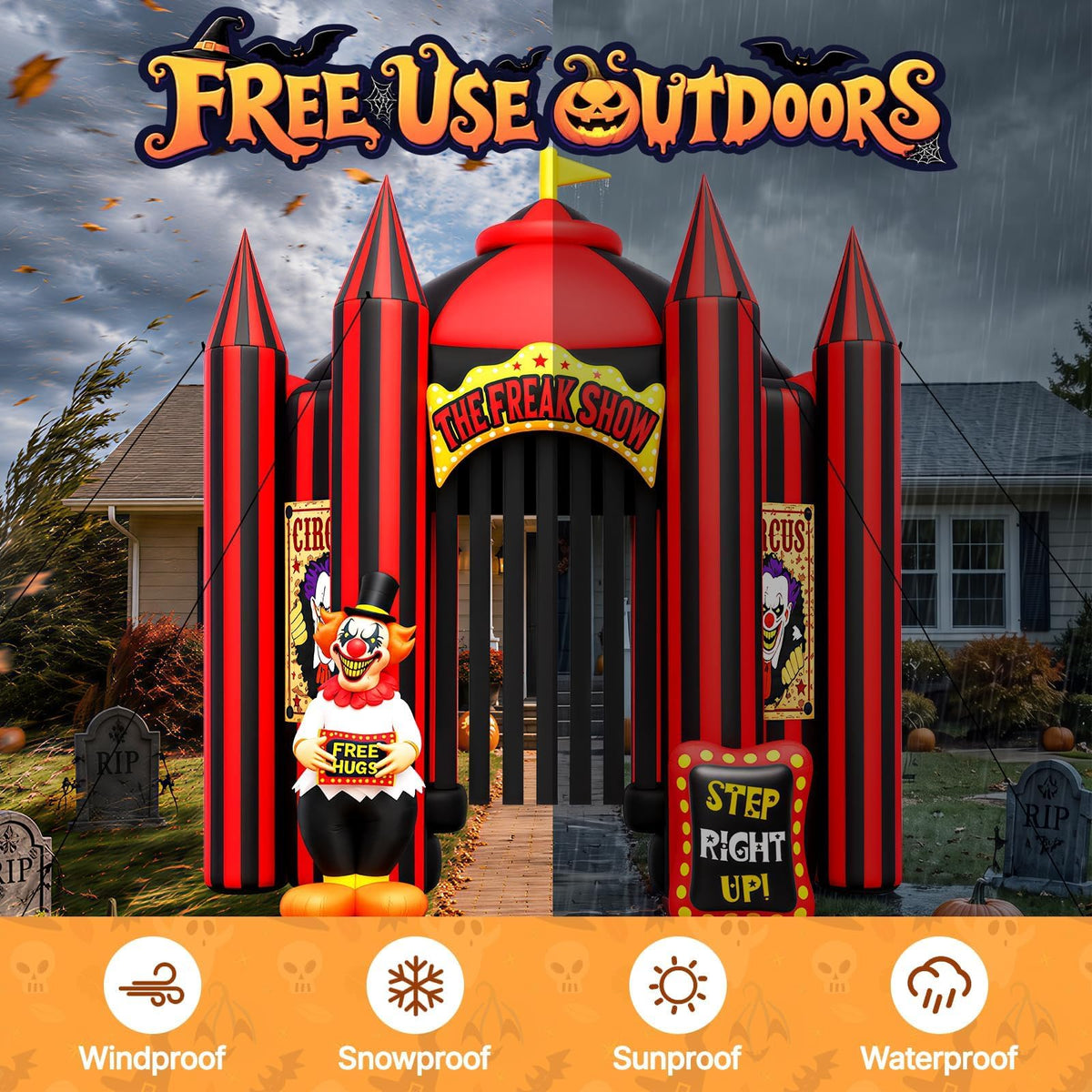 KALOLARY 12FT Clown Halloween Inflatable Archway - size reference