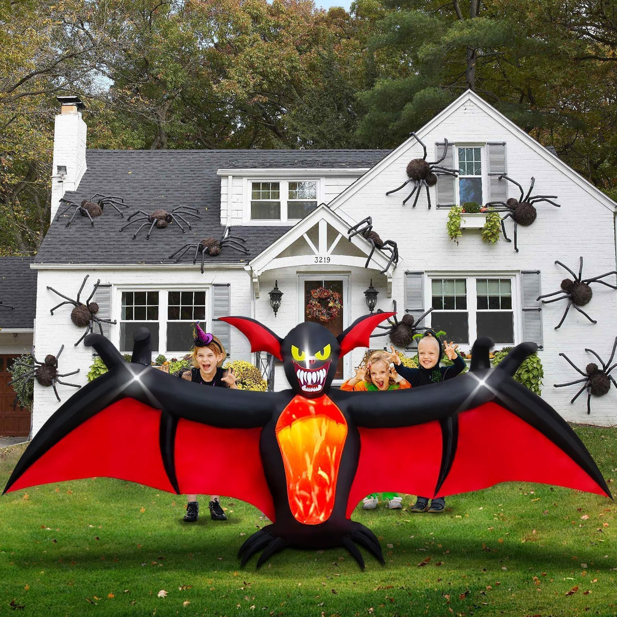 KALOLARY 10FT Pumpkin Halloween Yard Inflatable - setup and accessories