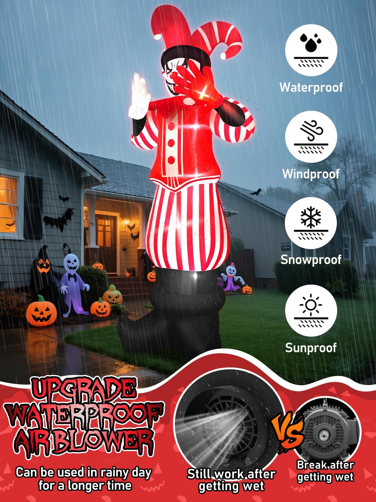 KALOLARY 12FT Clown Halloween Yard Inflatable - outdoor scene