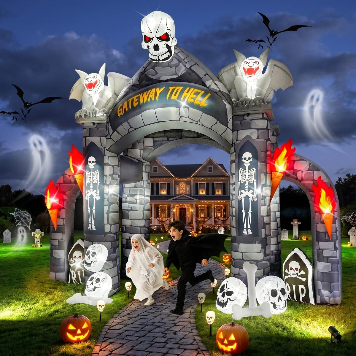 KALOLARY 13FT Cemetery Halloween Inflatable Archway - package contents