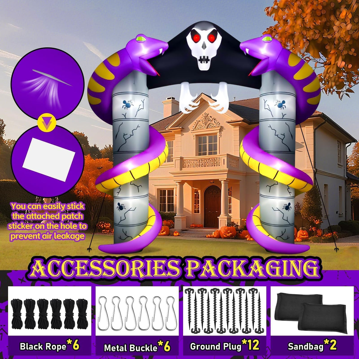 KALOLARY 10FT Ghost Halloween Inflatable Archway - lighted yard display
