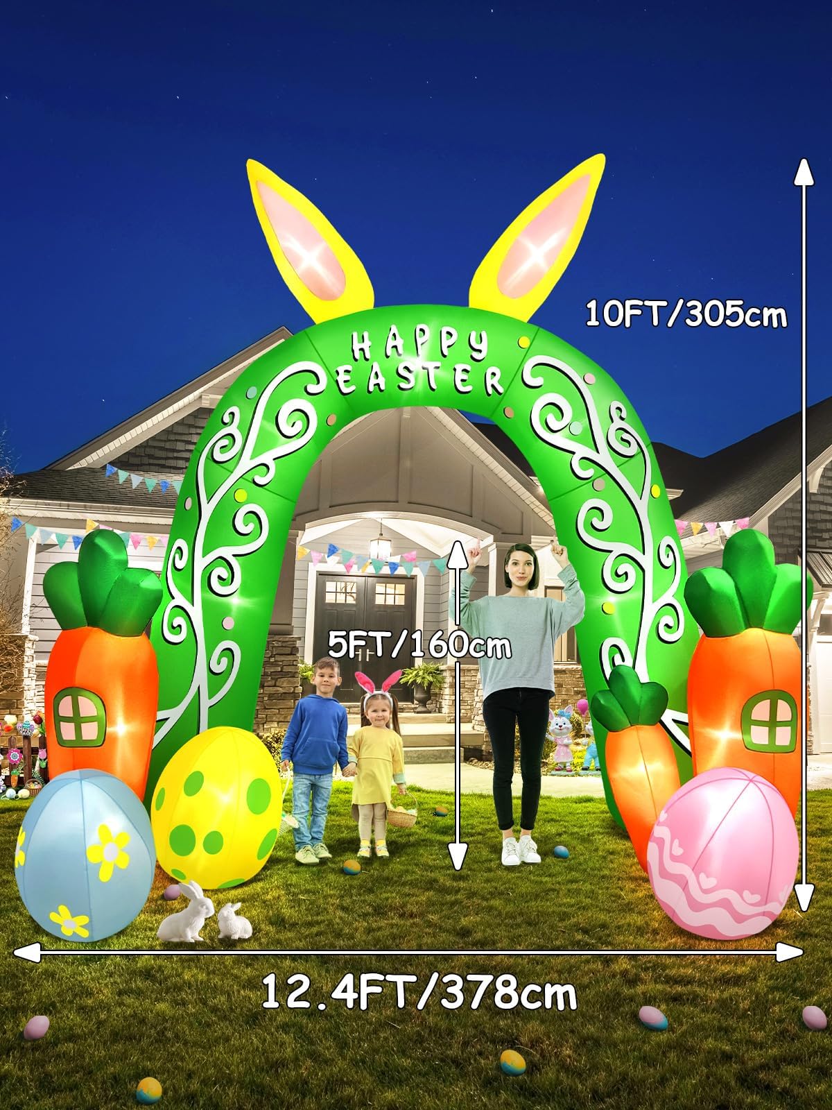 KALOLARY 12FT Easter Holidays Inflatable Archway - lighted yard display