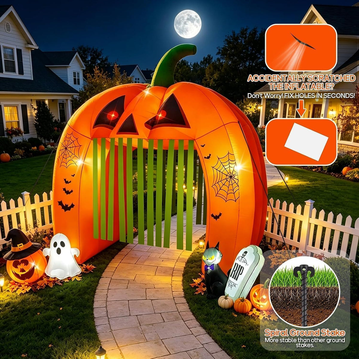 KALOLARY 12FT Pumpkin Halloween Inflatable Archway - package contents