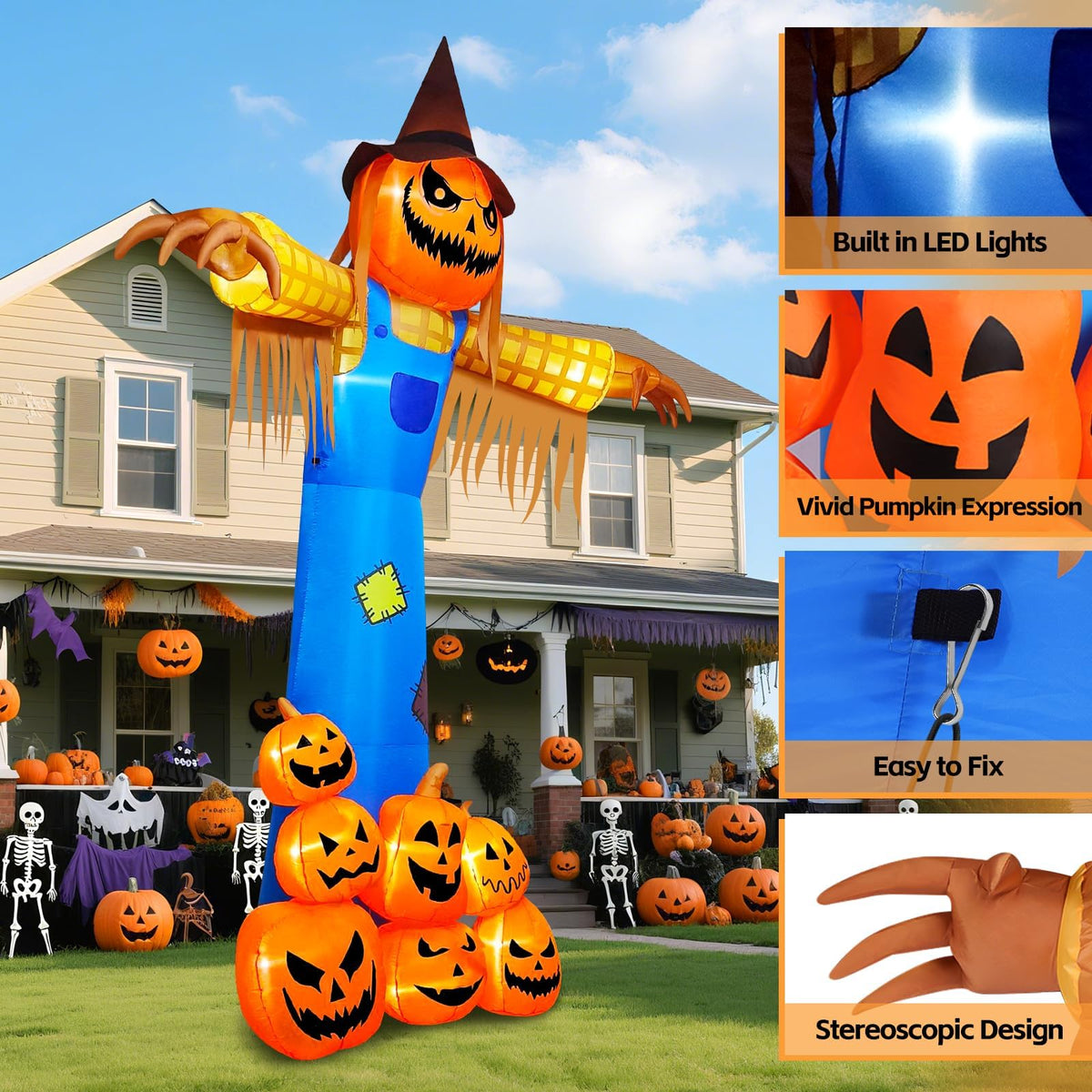 KALOLARY 12.5FT Pumpkin Halloween Yard Inflatable - package contents