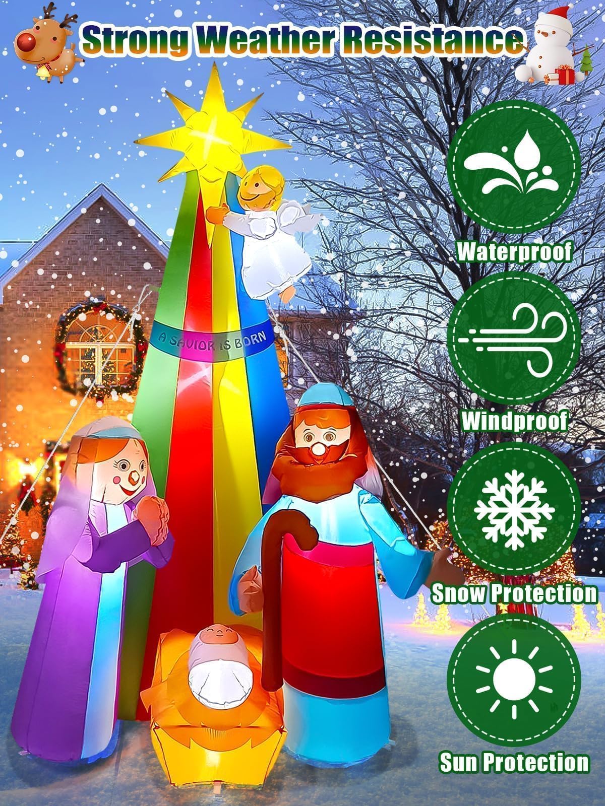 KALOLARY 7FT Nativity Scene Christmas Yard Inflatable - outdoor scene