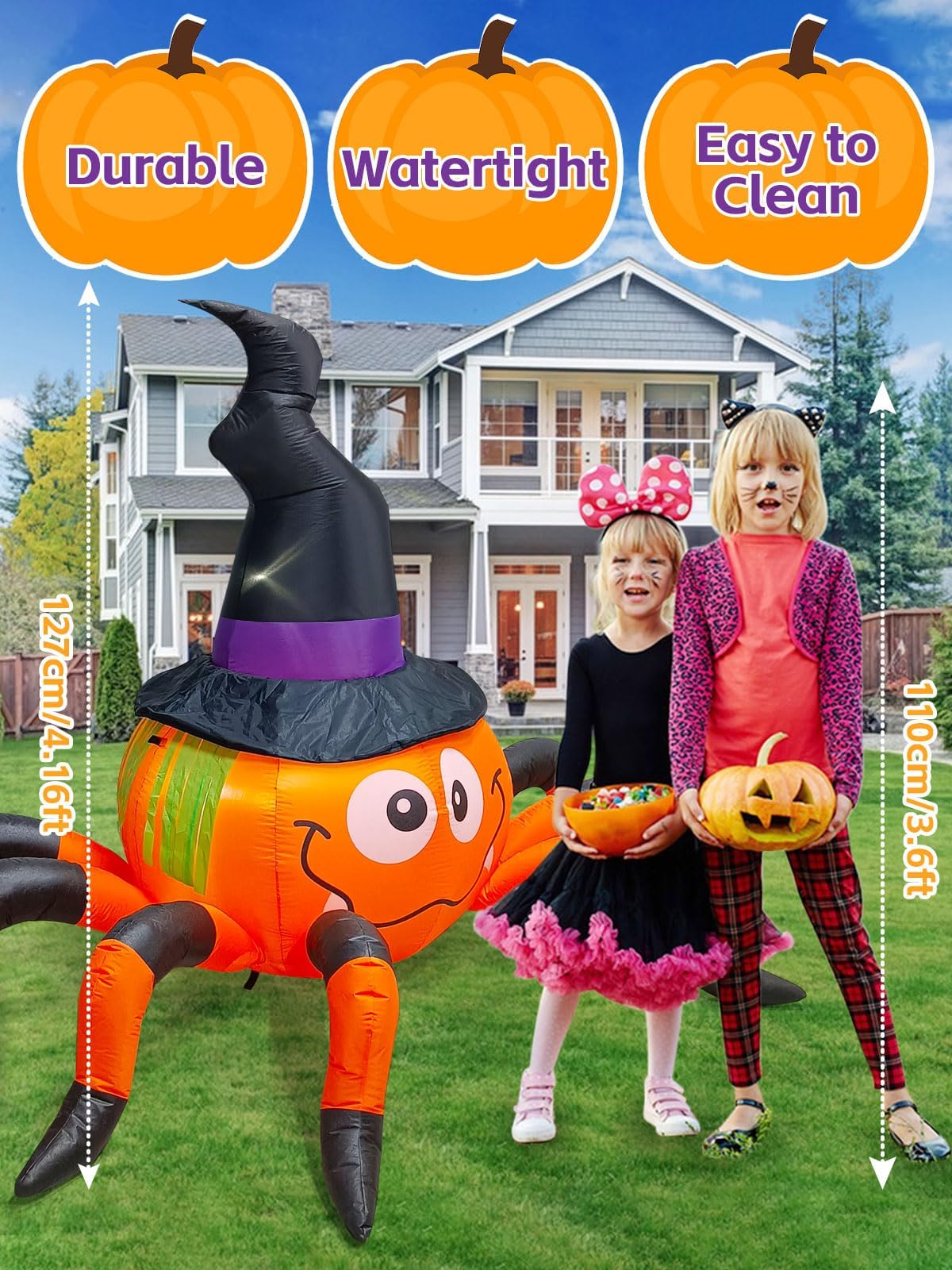 KALOLARY 6.5FT Pumpkin Halloween Yard Inflatable - lighted yard display