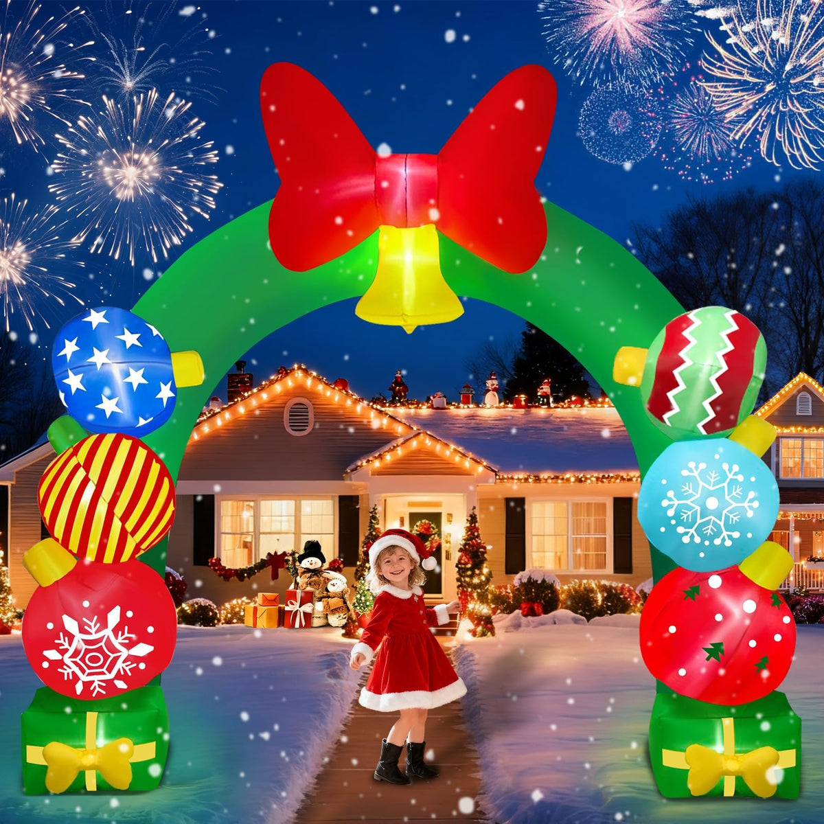 KALOLARY 11.4FT Gift Boxes Christmas Inflatable Archway - detail view
