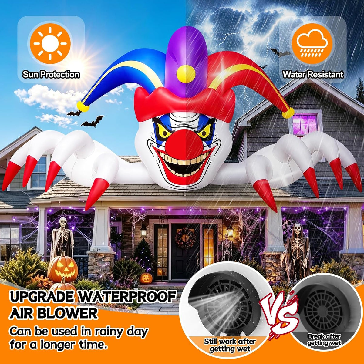 KALOLARY 11FT Scary Clown Halloween Yard Inflatable - outdoor Halloween scene