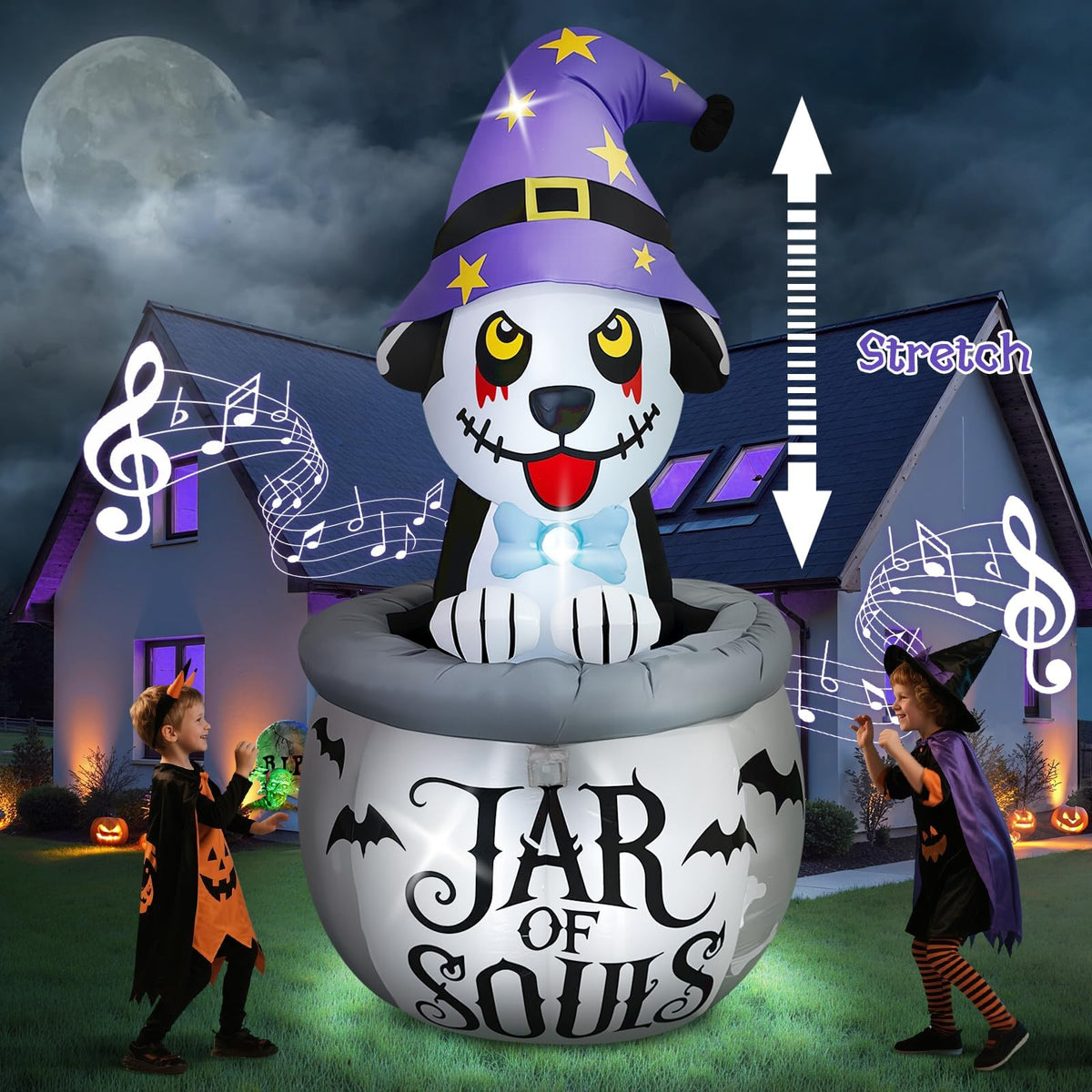 KALOLARY 7FT Aufblasfiguren – Animierter Welpe Mit Musik Hund Halloween Yard Inflatable - main product view