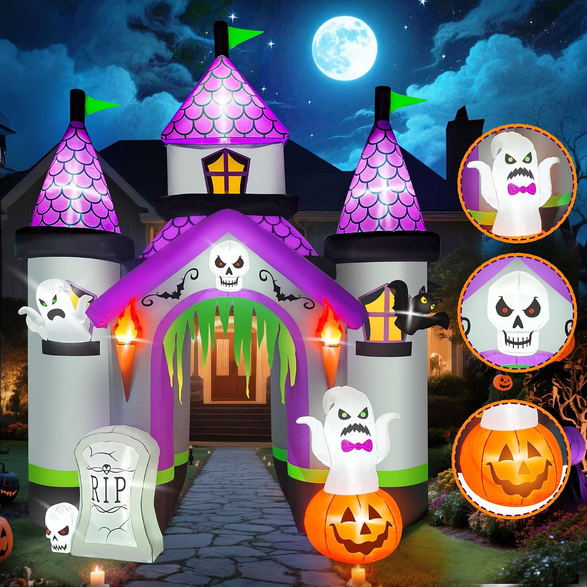 KALOLARY 12.5FT Haunted House Castle Inflatable Archway - detail view