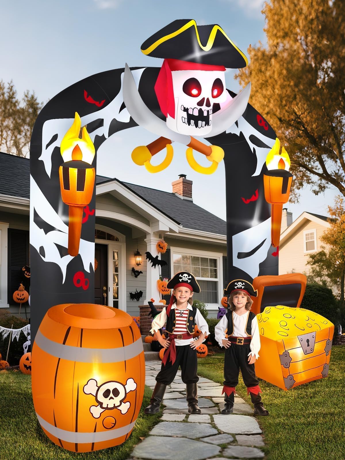 KALOLARY 9FT Skeleton Halloween Inflatable Archway - detail view