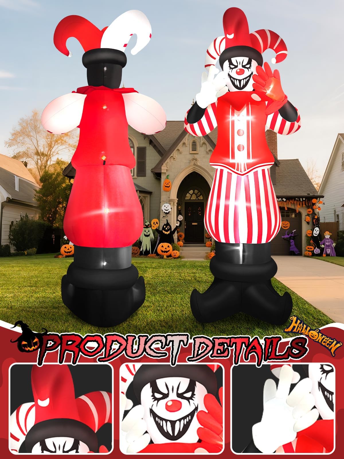 KALOLARY 12FT Clown Halloween Yard Inflatable - lighted yard display