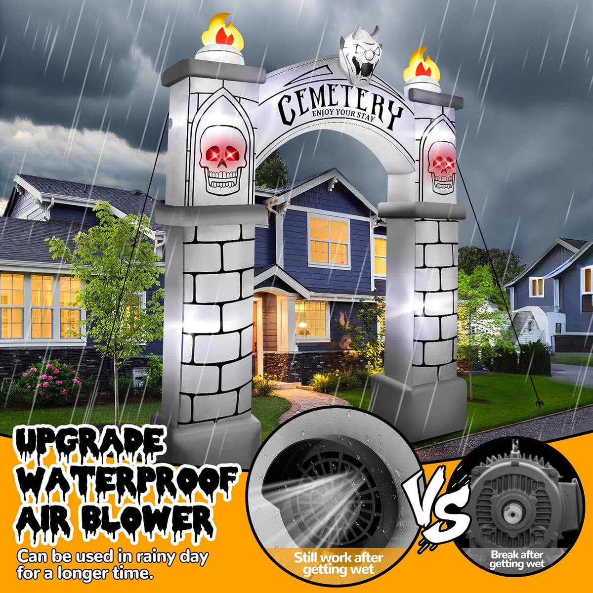 KALOLARY 10FT Cemetery Halloween Inflatable Archway - size reference