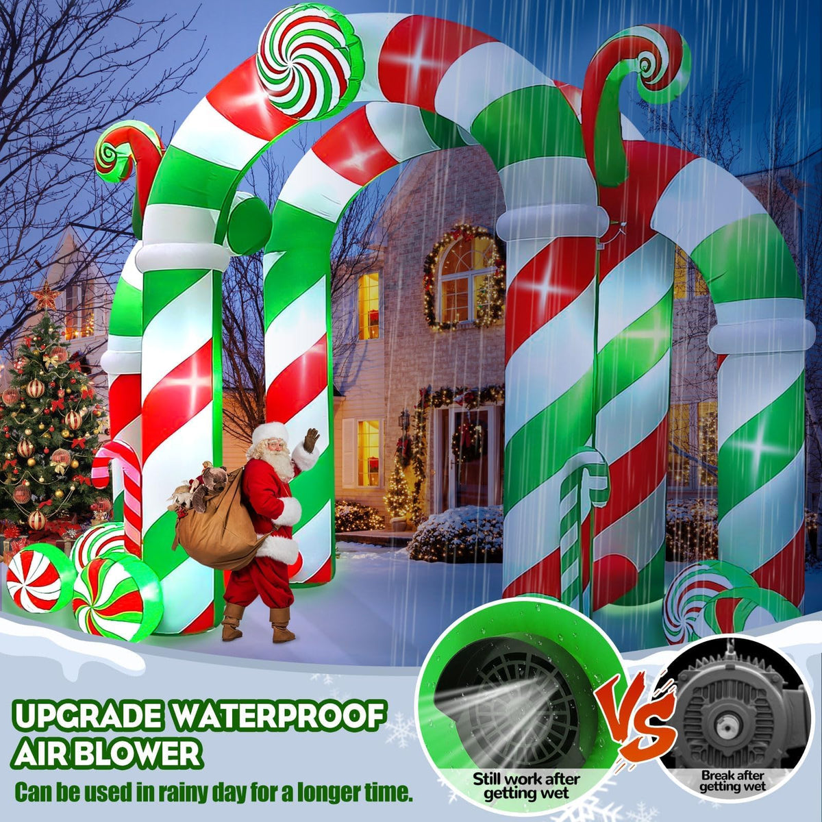 KALOLARY 13FT Candy Christmas Inflatable Archway - outdoor scene