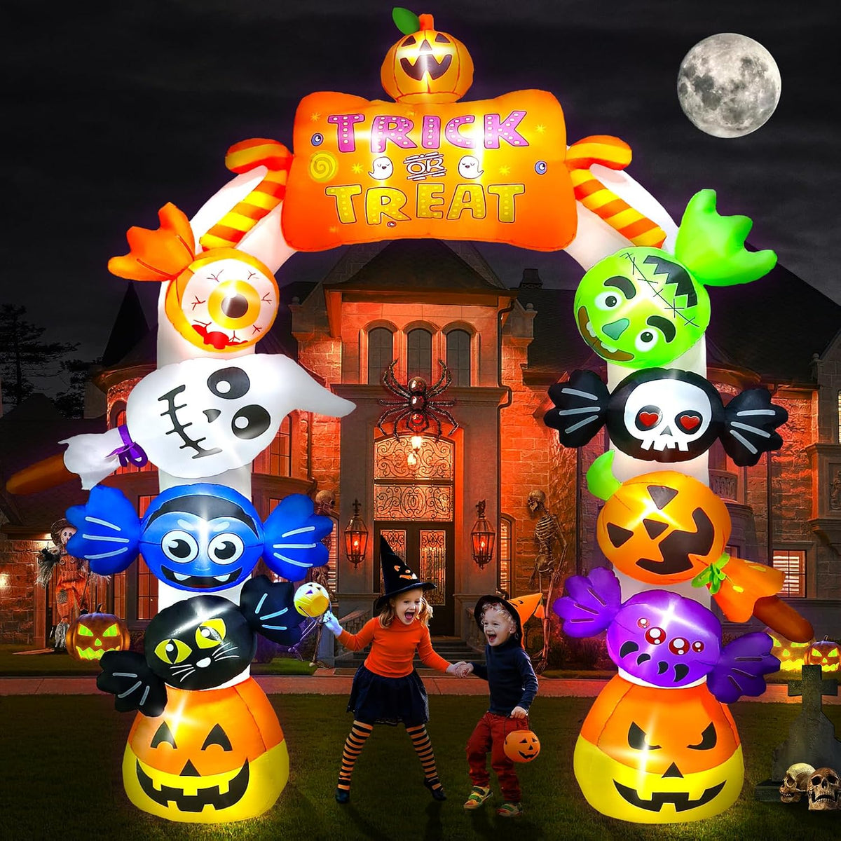 KALOLARY 10FT Candy Ghost Halloween Inflatable Archway - main product view