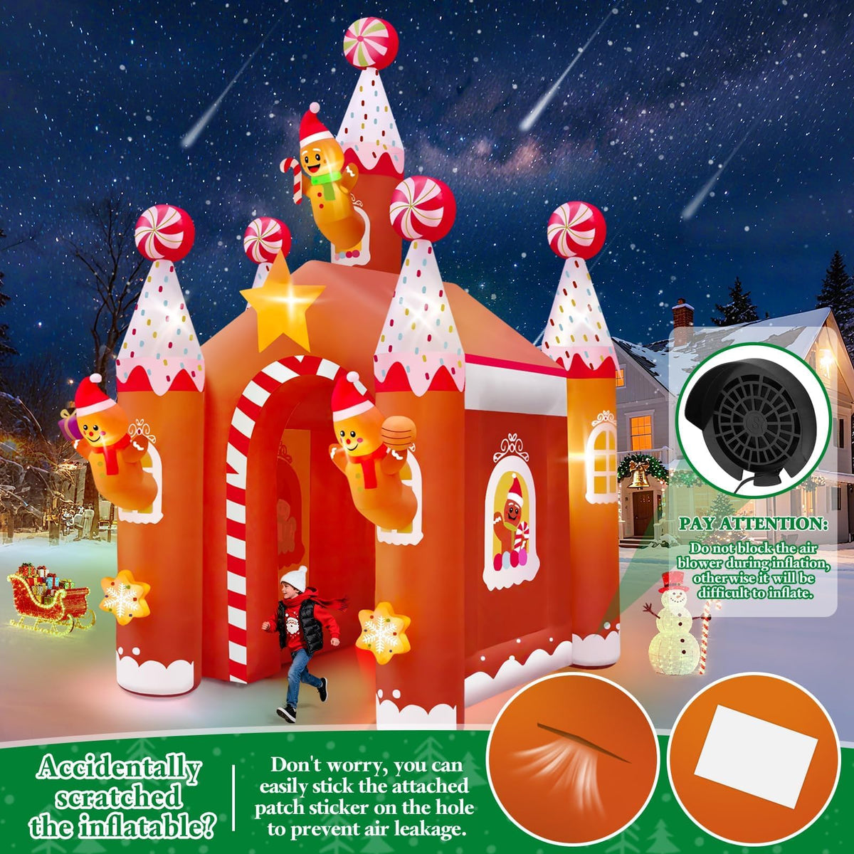 KALOLARY 13FT Gingerbread Man Christmas Inflatable Archway - outdoor scene
