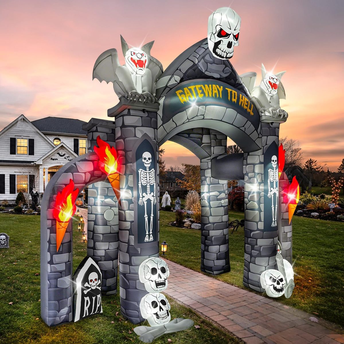 KALOLARY 13FT Cemetery Halloween Inflatable Archway - detail view