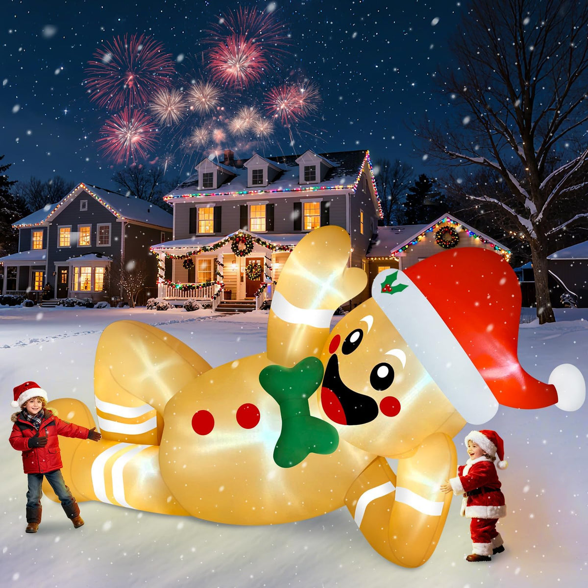 KALOLARY 10FT Gingerbread Man Christmas Yard Inflatable - detail view