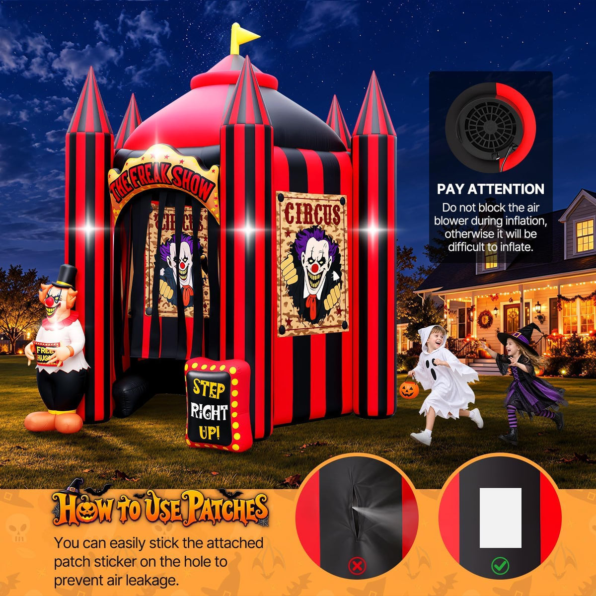 KALOLARY 12FT Clown Halloween Inflatable Archway - detail view