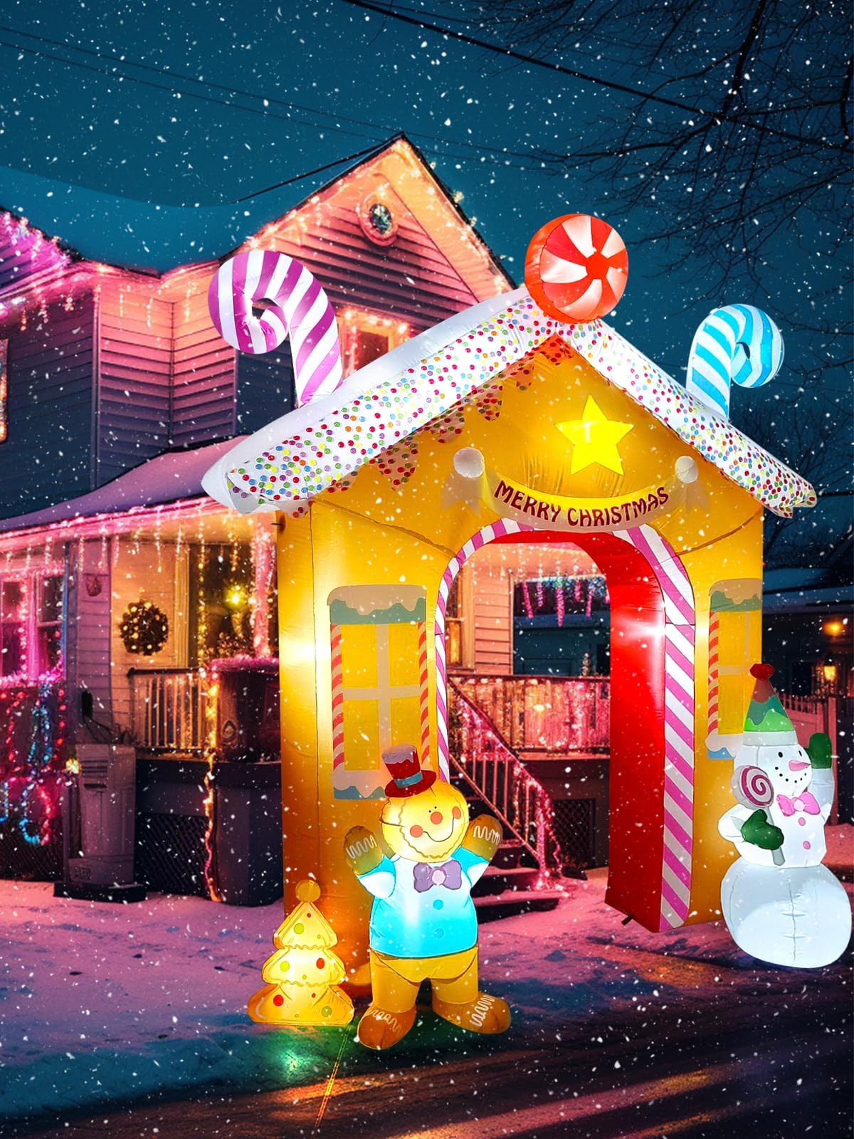 KALOLARY 10FT Gingerbread Man Christmas Inflatable Archway - lighted yard display