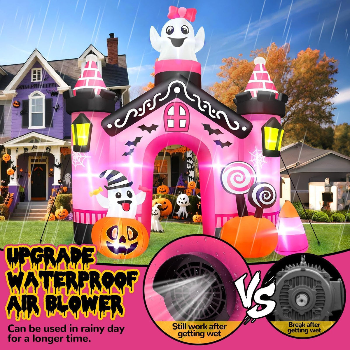 KALOLARY 11FT Ghost Halloween Inflatable Archway - setup and accessories