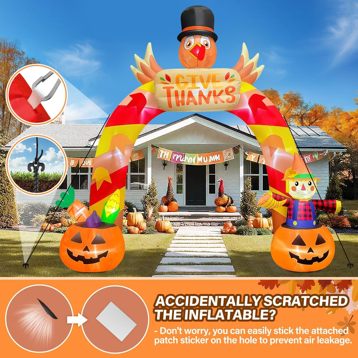 KALOLARY 12FT Turkey Holidays Inflatable Archway - setup and accessories