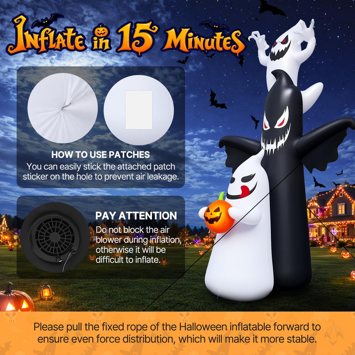 KALOLARY 20FT Ghost Halloween Yard Inflatable - outdoor scene