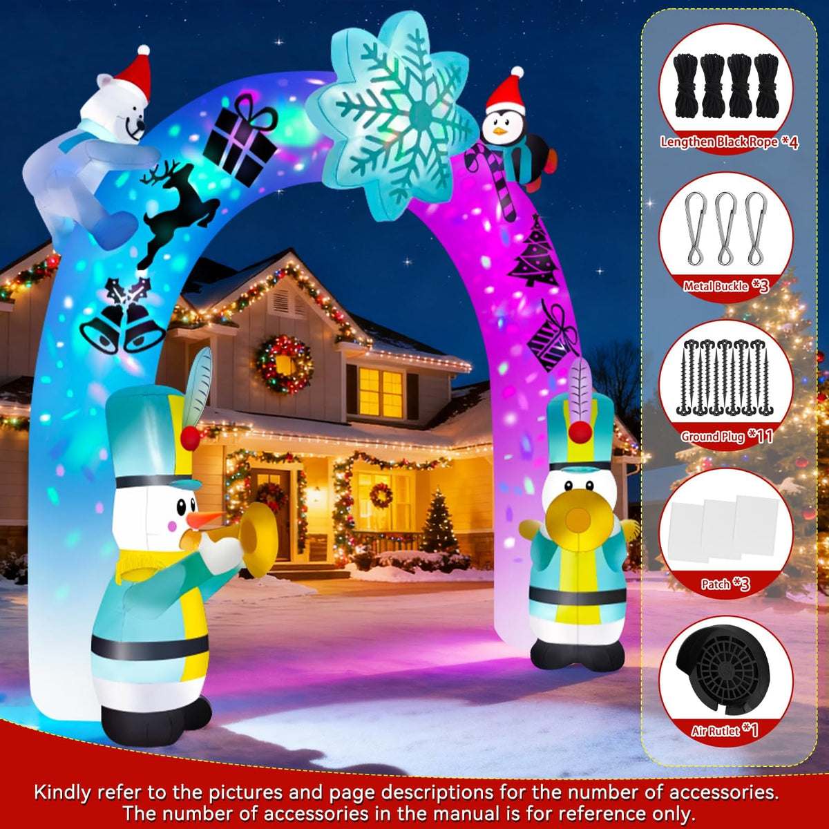 KALOLARY 12FT Snowman Christmas Inflatable Archway - detail view