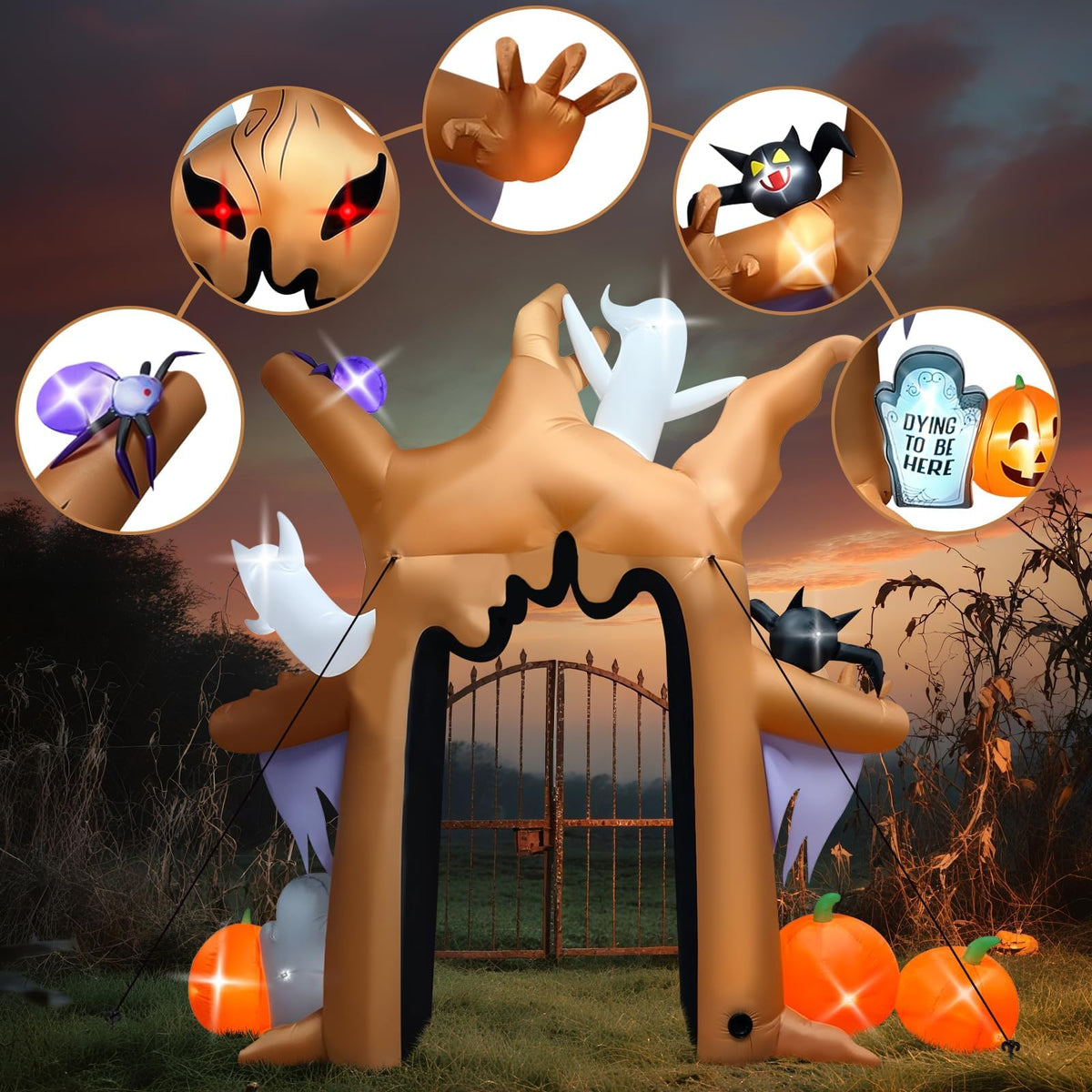 KALOLARY 12FT Ghost Halloween Inflatable Archway - detail view