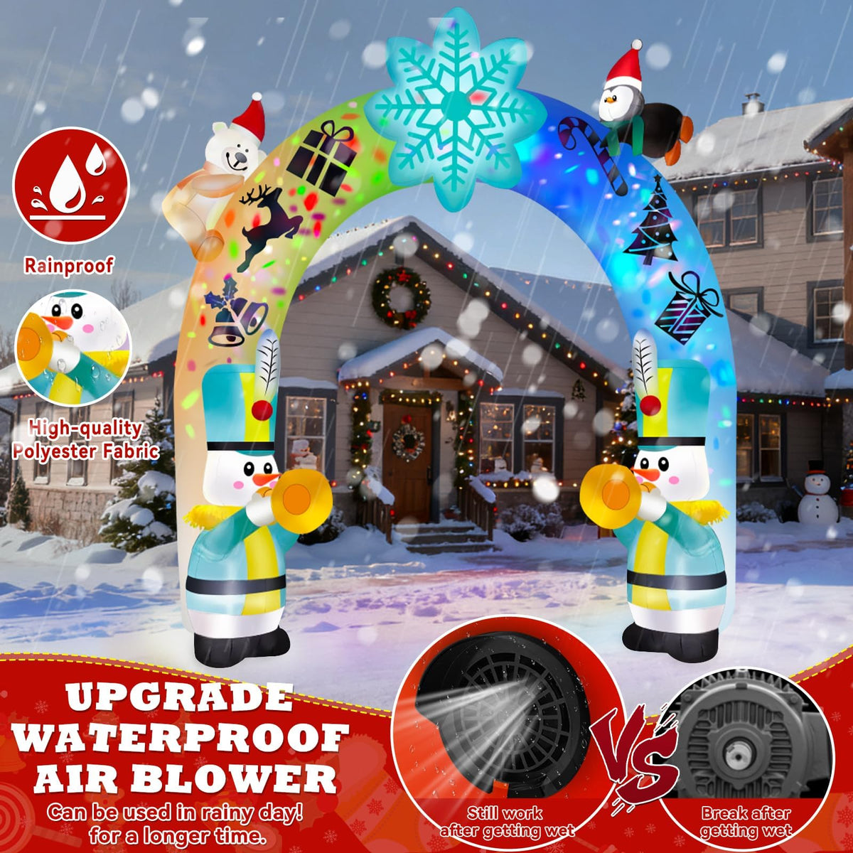 KALOLARY 12FT Snowman Christmas Inflatable Archway - outdoor scene