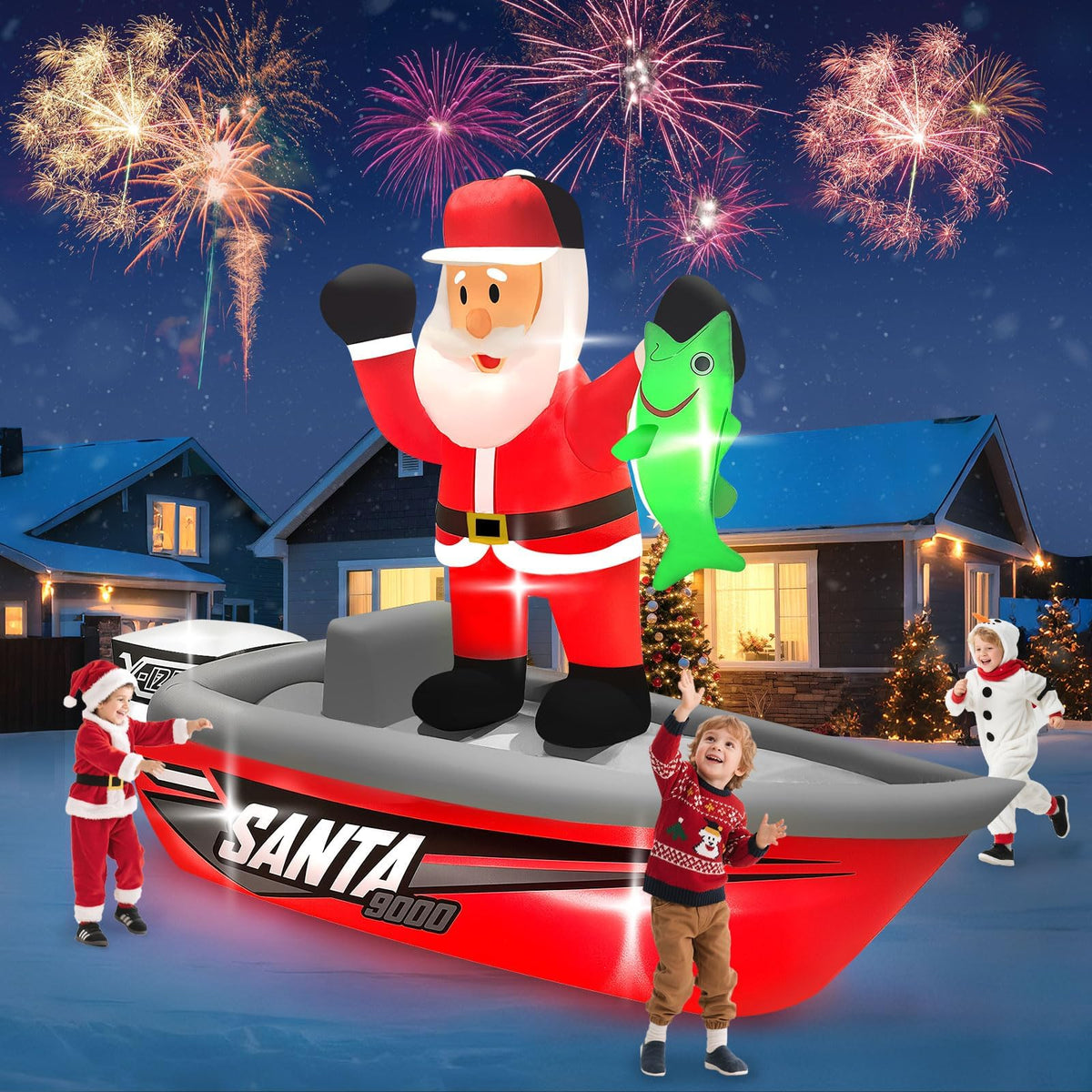 KALOLARY 9FT Santa Christmas Yard Inflatable - outdoor scene