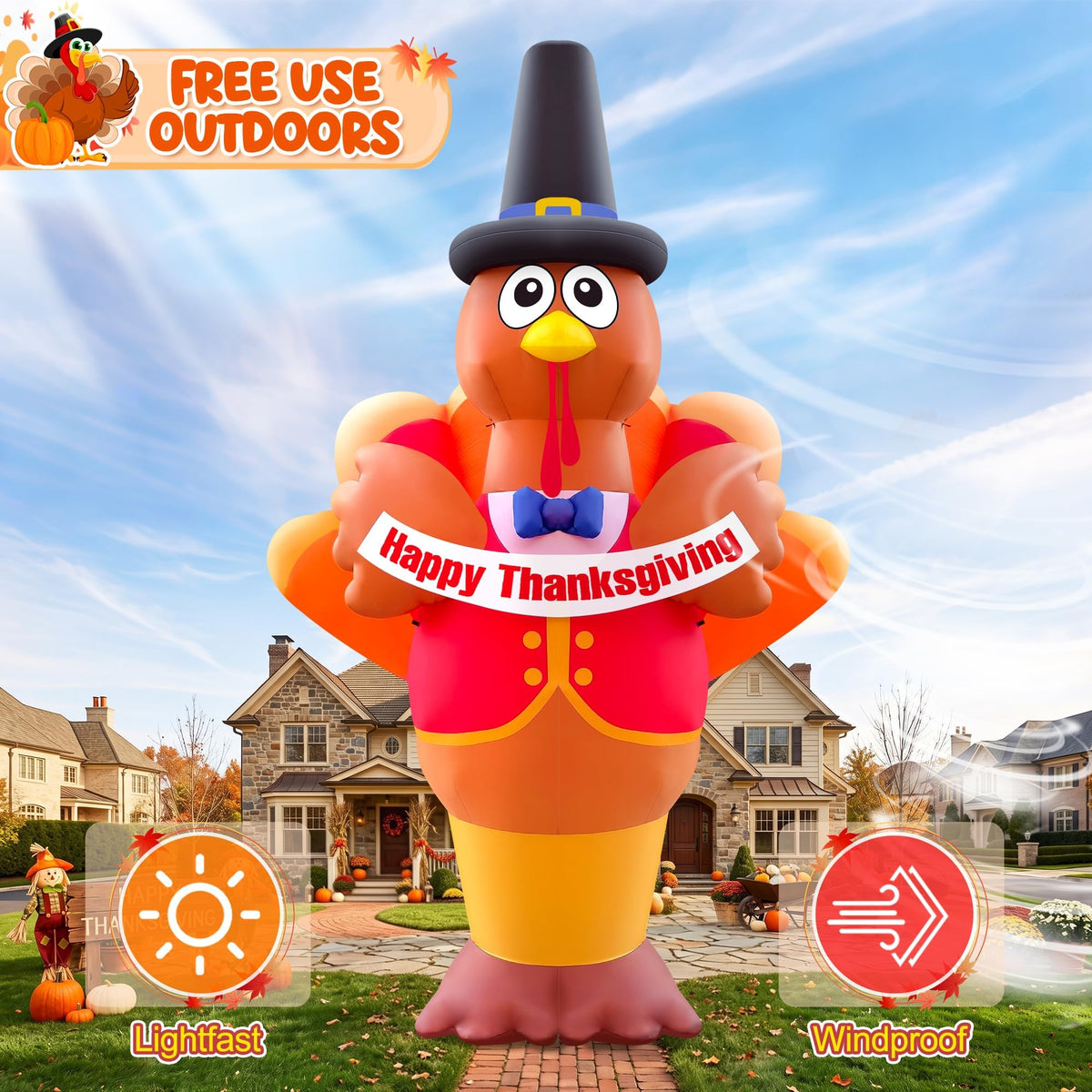 KALOLARY 15FT Turkey Holidays Yard Inflatable - detail view