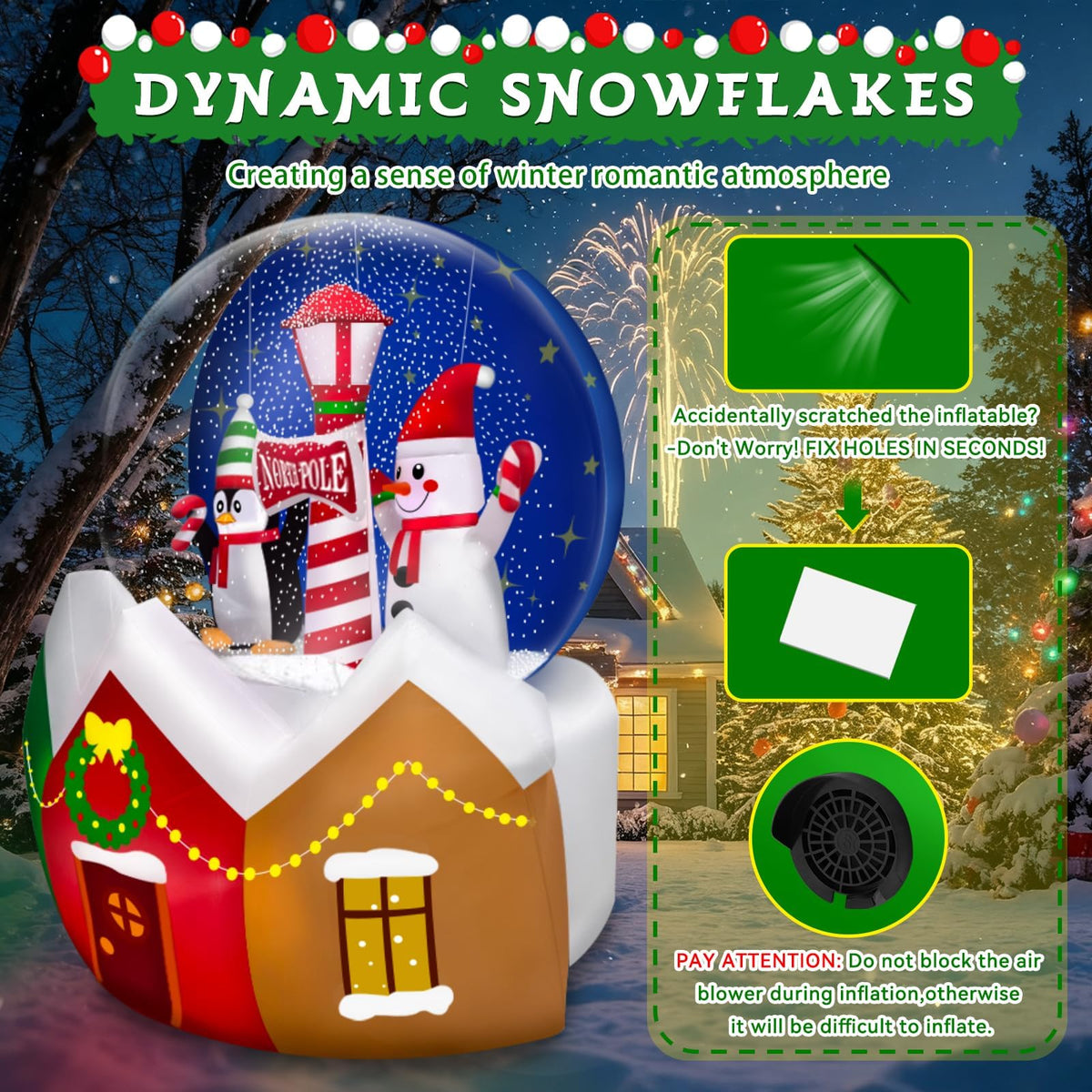 KALOLARY Snowman Christmas Yard Inflatable - outdoor scene