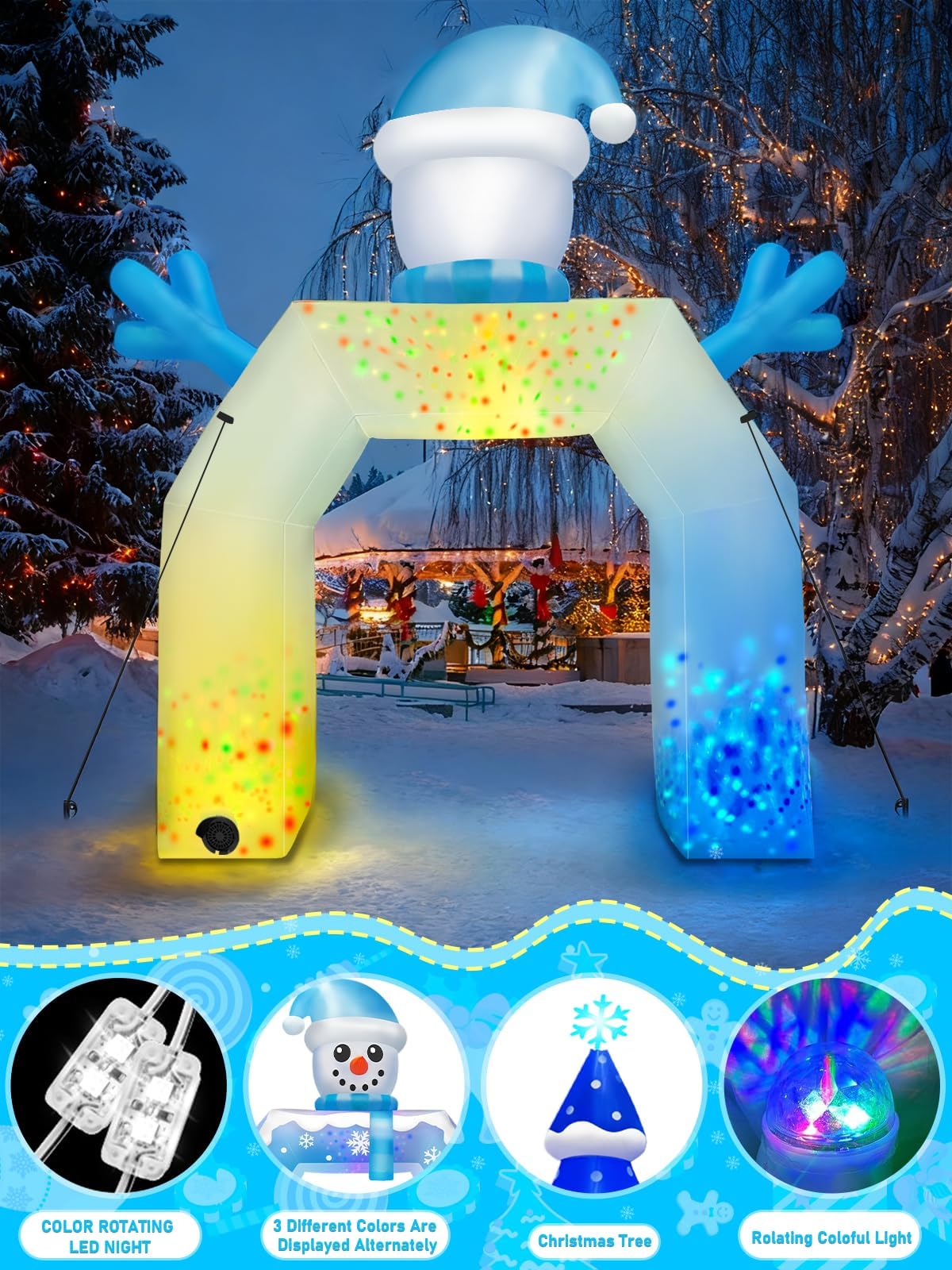 KALOLARY 12FT Snowman Christmas Inflatable Archway - setup and accessories