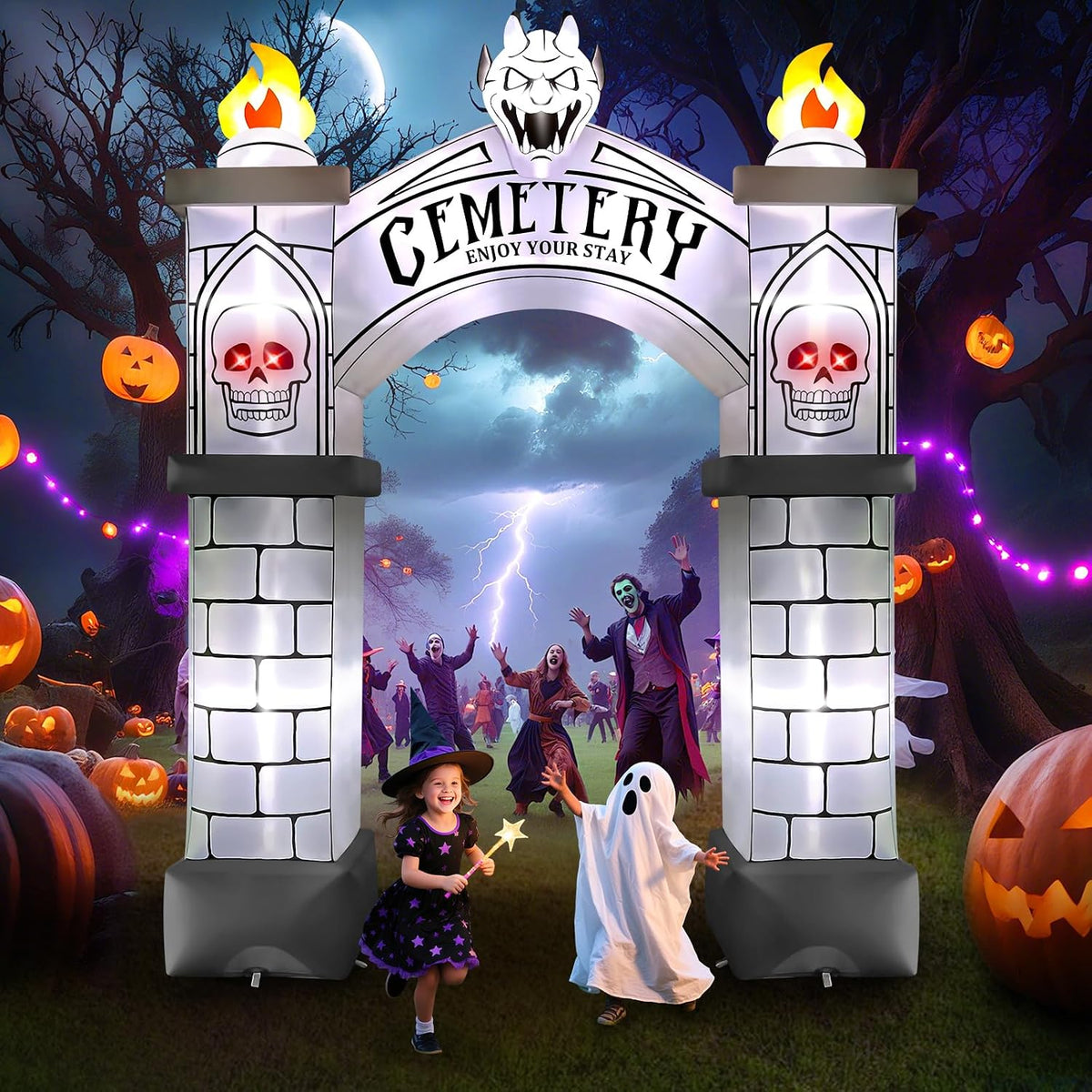 KALOLARY 10FT Cemetery Halloween Inflatable Archway - main product view