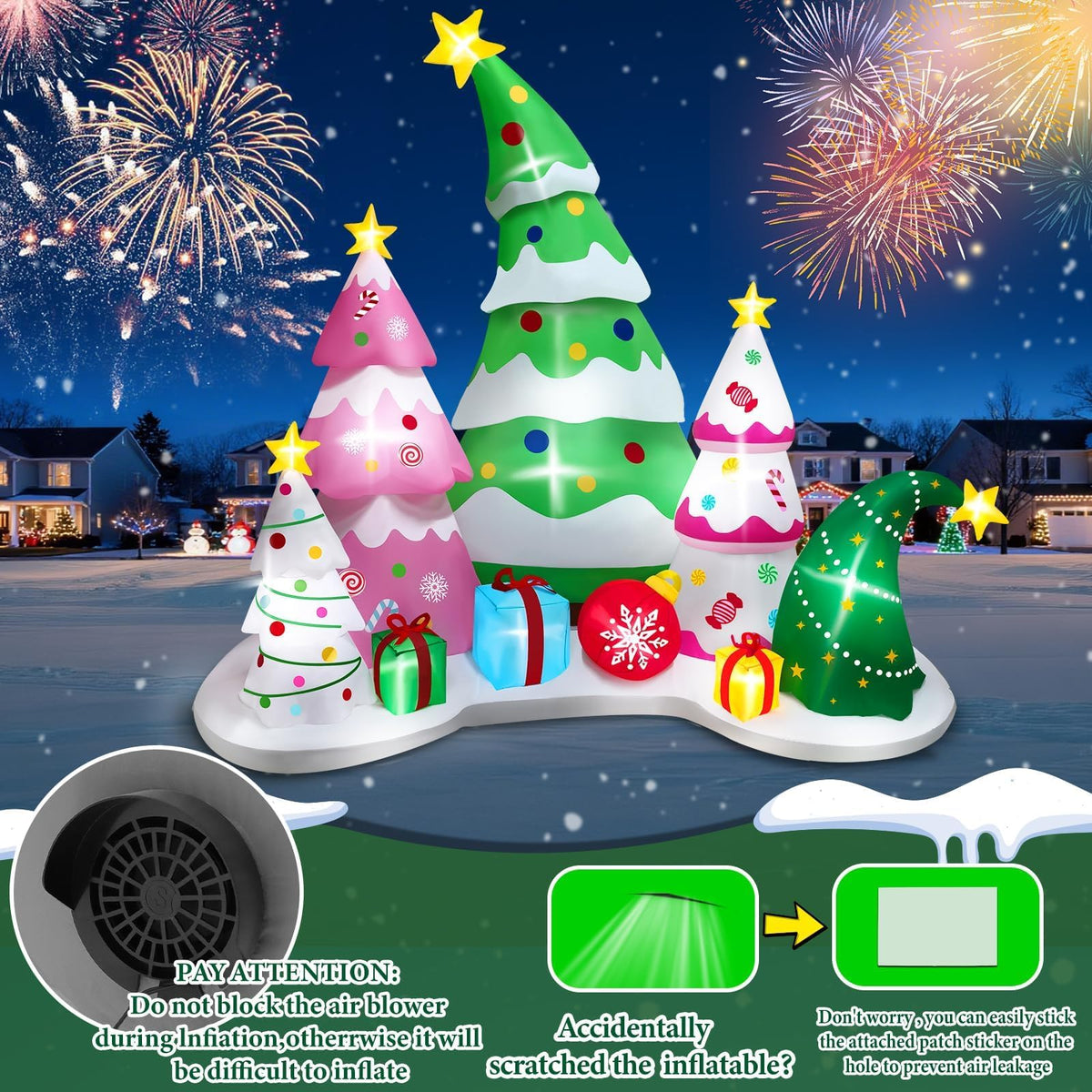 KALOLARY 9FT Tree Set Blow Up Tree For Home Christmas Yard Inflatable - size reference