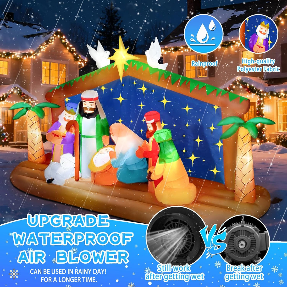KALOLARY 12FT Nativity Scene Christmas Yard Inflatable - detail view
