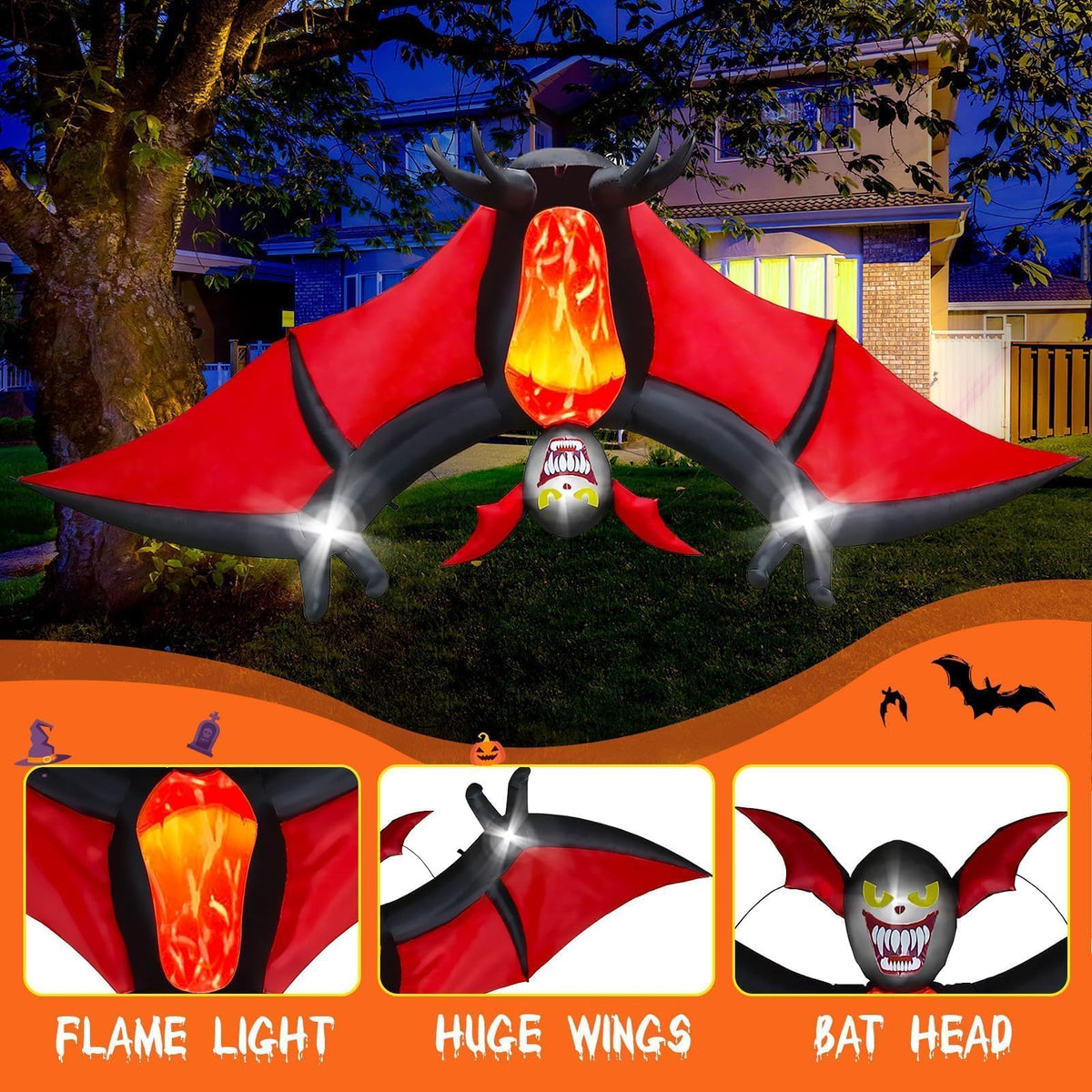 KALOLARY 10FT Pumpkin Halloween Yard Inflatable - detail view