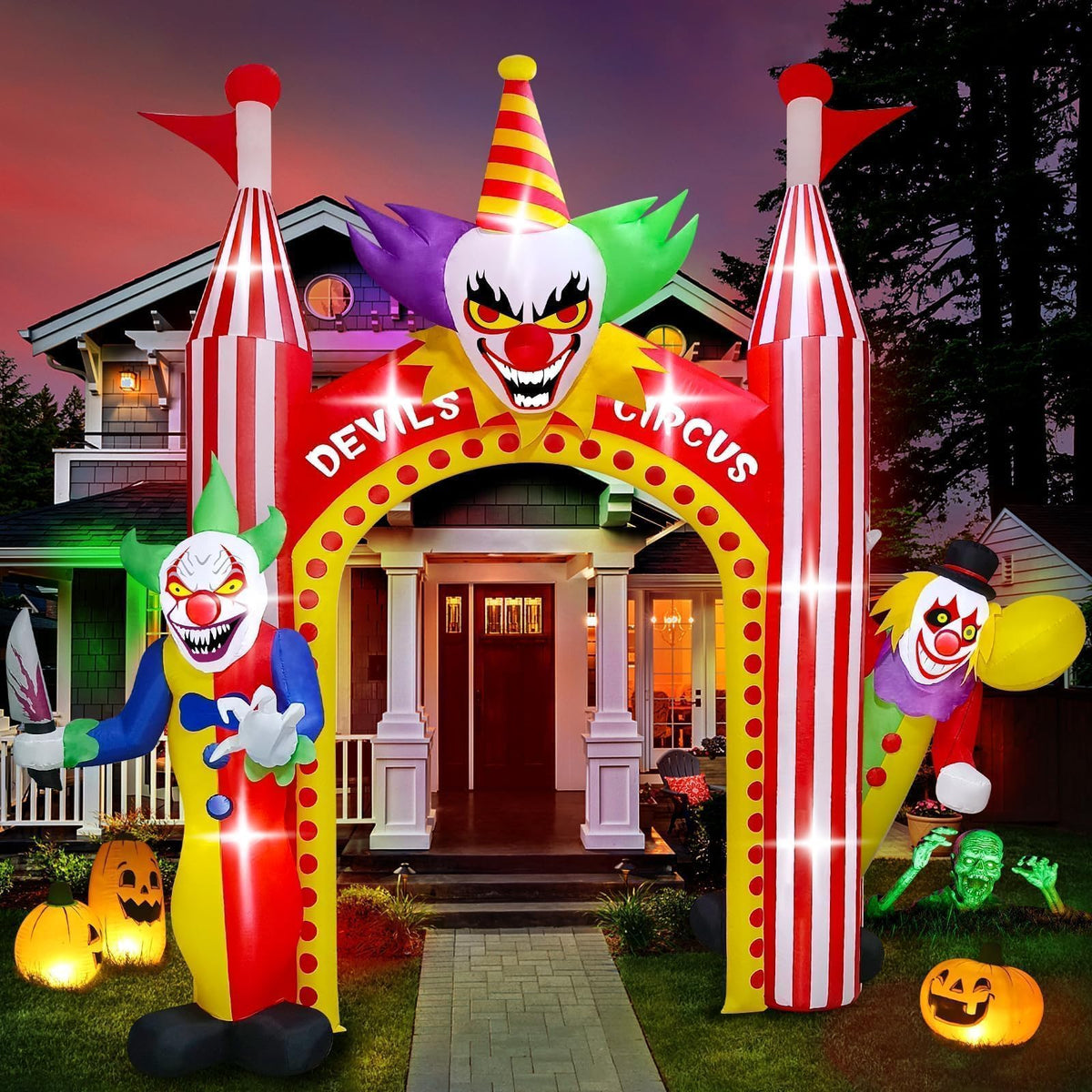 KALOLARY 12FT Clown Halloween Inflatable Archway - package contents