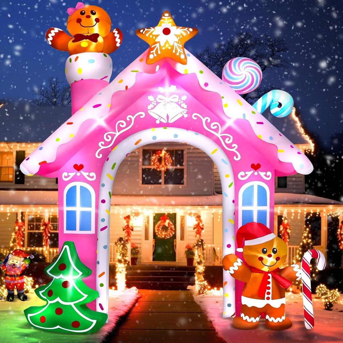 KALOLARY 12FT Gingerbread Man Christmas Inflatable Archway - main product view
